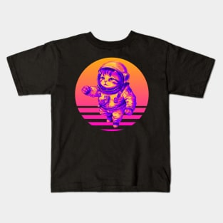 Astronaut Cat Retro Futurism Kids T-Shirt